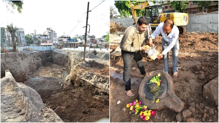 उज्जैन में महाकाल मंदिर के पास महादेव ने दिए दर्शन, खोदाई के दौरान मिला शिवलिंग; कर्मचारियों ने की पूजा