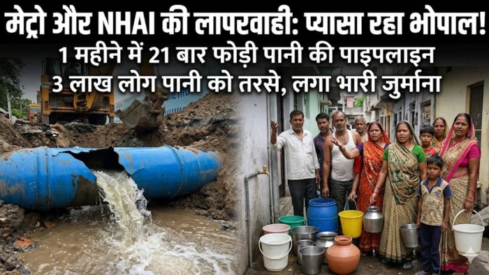 लाखों लीटर पानी बर्बाद, बूंद-बूंद को तरसे 3 लाख भोपालवासी... लापरवाही पर मेट्रो और NHAI पर भारी जुर्माना