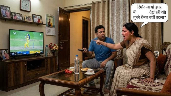 टीवी का चैनल बदलते ही भड़की पत्नी, हंसिए से किया पति पर हमला