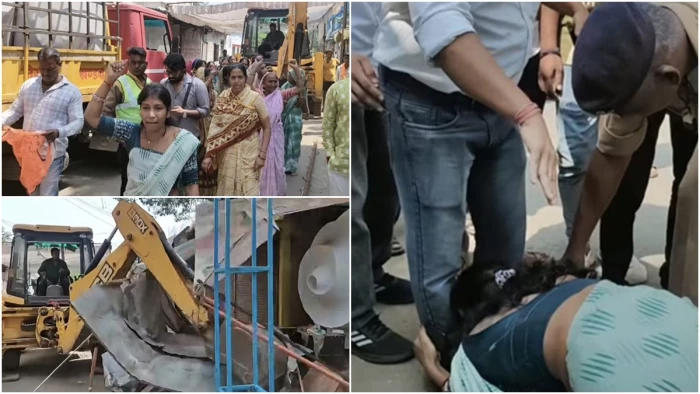 खंडवा में हत्या के आरोपियों का अवैध कब्जा हटाया, मृतक की बहन ने मजिस्ट्रेट के पैर छूकर जताया आभार