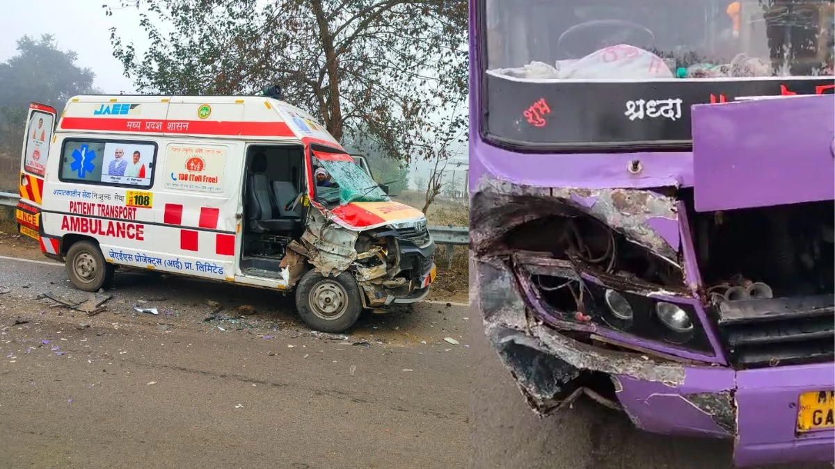 Accident in Khandwa: कोहरे में अंधे मोड पर ओवरटेक करने में जननी एक्सप्रेस से टकराई बस
