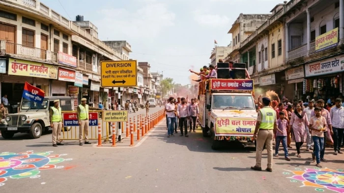 भोपाल में होली और धुरेड़ी को लेकर ट्रैफिक प्लान जारी, दो दिन भारी वाहनों के प्रवेश पर रोक, डायवर्ट रहेंगे रास्ते