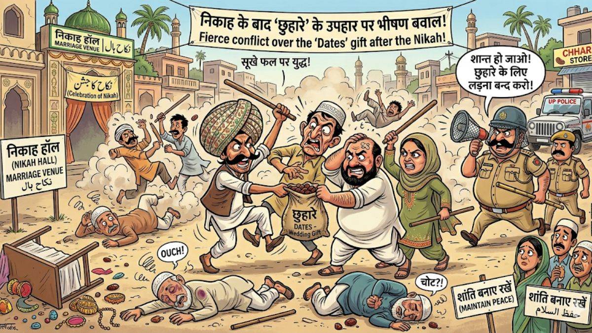 यूपी में निकाह के बाद छुहारे को लेकर बवाल, जमकर चले लाठी-डंडे, चार घायल, पुलिस को संभालना पड़ा मोर्चा