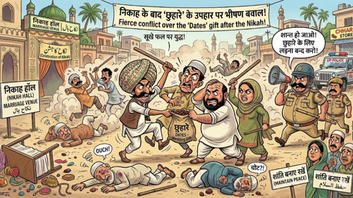यूपी में निकाह के बाद छुहारे को लेकर बवाल, जमकर चले लाठी-डंडे, चार घायल, पुलिस को संभालना पड़ा मोर्चा