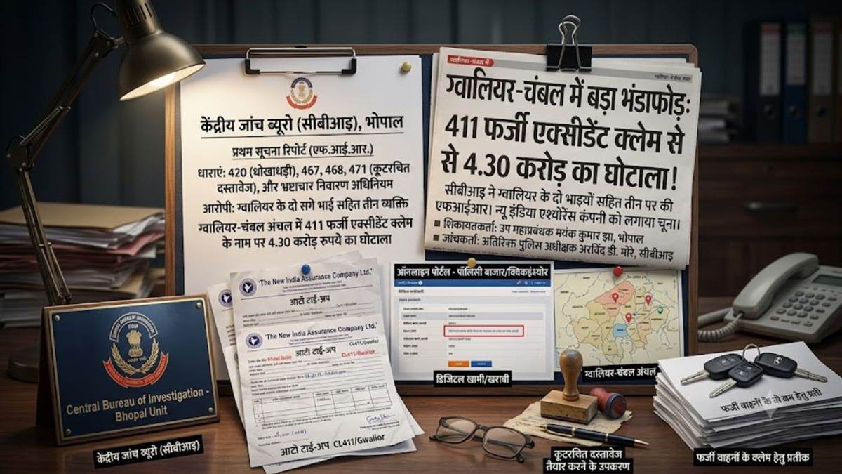 ग्वालियर-चंबल में बड़ा इंश्योरेंस घोटाला : पुरानी तस्वीरों और फर्जी बिलों से 411 बीमा क्लेम पास, हड़पे 4.30 करोड़ रुपये