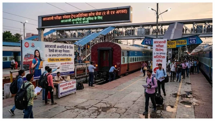 2 से 24 अगस्त तक ट्रेनों में लगेंगे एक्सट्रा डिब्बे! आरआरबी परीक्षा के लिए रेलवे का बड़ा फैसला