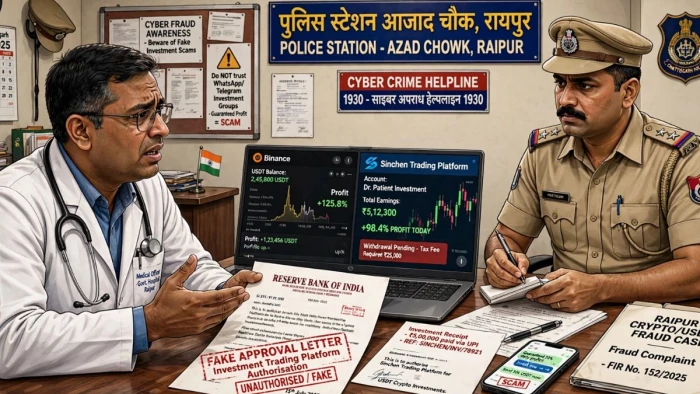 फेसबुक पर दोस्ती फिर मुनाफे का झांसा, रायपुर में डॉक्टर से क्रिप्टो और USDT ट्रेडिंग के नाम पर 25 लाख की ठगी