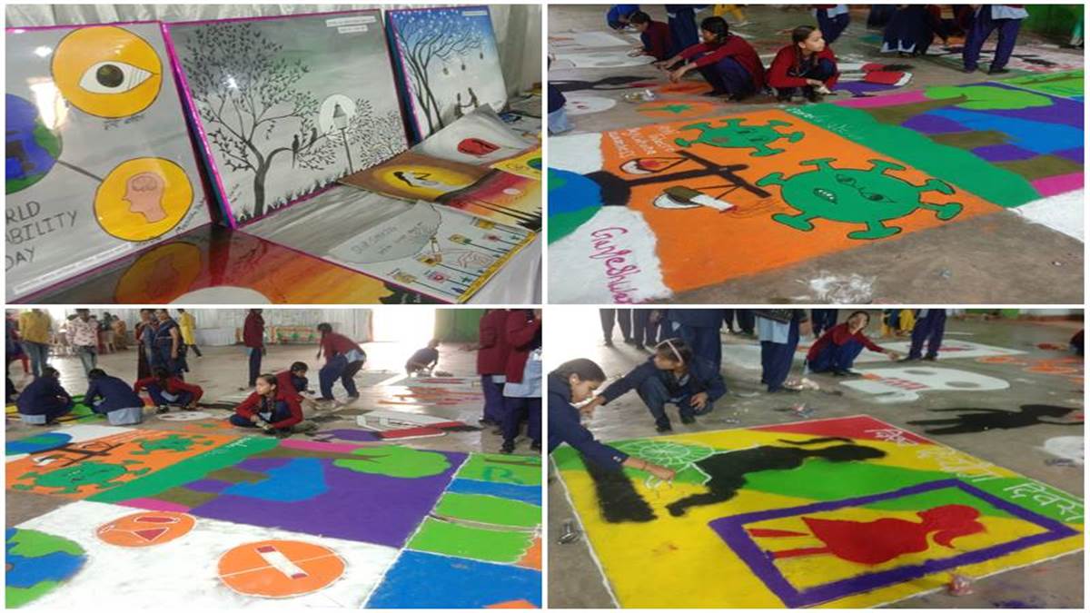 अंतरराष्ट्रीय दिव्यांगजन दिवस: पर्यावरण संरक्षण, बेटी बचाओ-बेटी पढ़ाओ विषयों पर दिव्यांग छात्राओं ने बनाई आकर्षक रंगोली