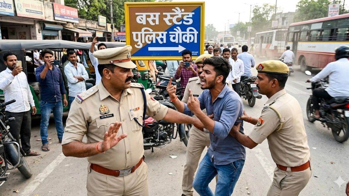 बस स्टैंड पुलिस चौकी के सामने दारोगा से बदसलूकी, फिर सिपाही को थप्पड़ मारकर भागा बुलेट सवार
