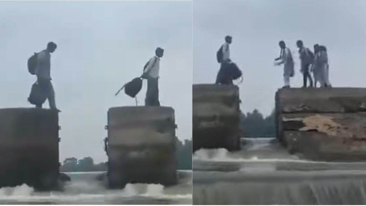 स्कूल का रास्ता 5 किमी दूर, लंबा रास्ता तय करने से बचने के लिए जान जोखिम में डाल विदिशा में बेतवा नदी के स्टाप डैम को पार कर बच्चे पहुंच रहे स्कूल