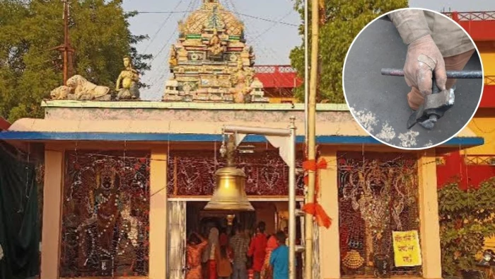 जबलपुर के मां बगलामुखी मंदिर परिसर में गिरे लोहे के टुकड़े, बाल-बाल बचे श्रद्धालु