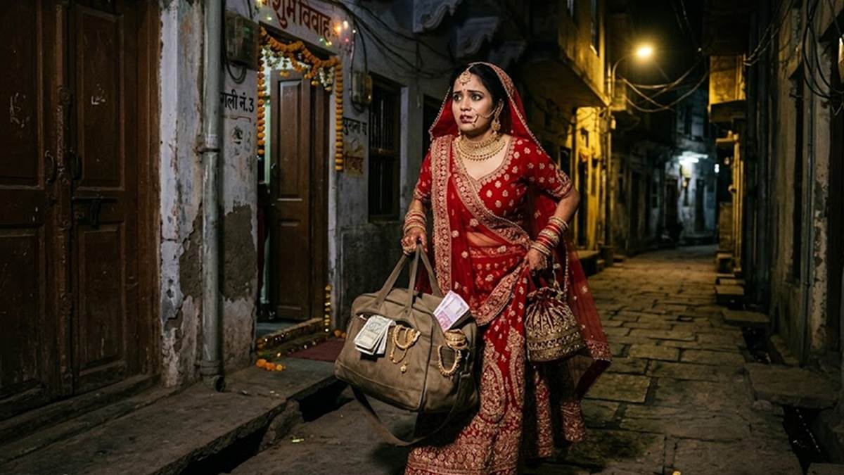 शौचालय जाने का बोलकर गई नई दुल्हन देर तक नहीं लौटी, नगदी और जेवरात से भरा बैग भी ले गई