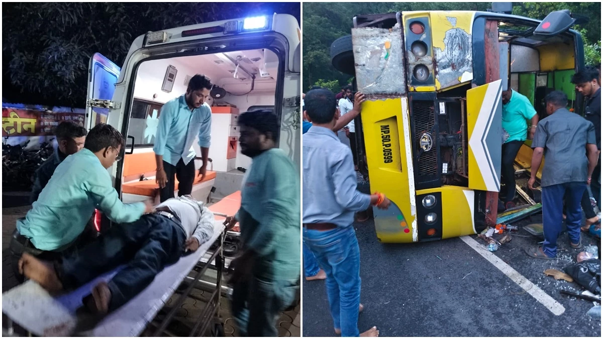 बालाघाट में ब्रेक फेल होने से बस पलटी, 20 से ज्यादा घायल, चार गंभीर