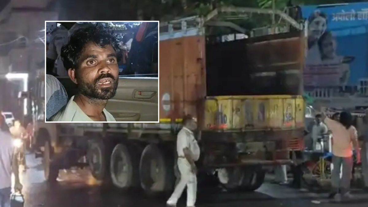दमोह में शराबी ड्राइवर ने दौड़ाया ट्रक, यातायात पुलिस ने पीछा किया तो सकरी गली में फंसा