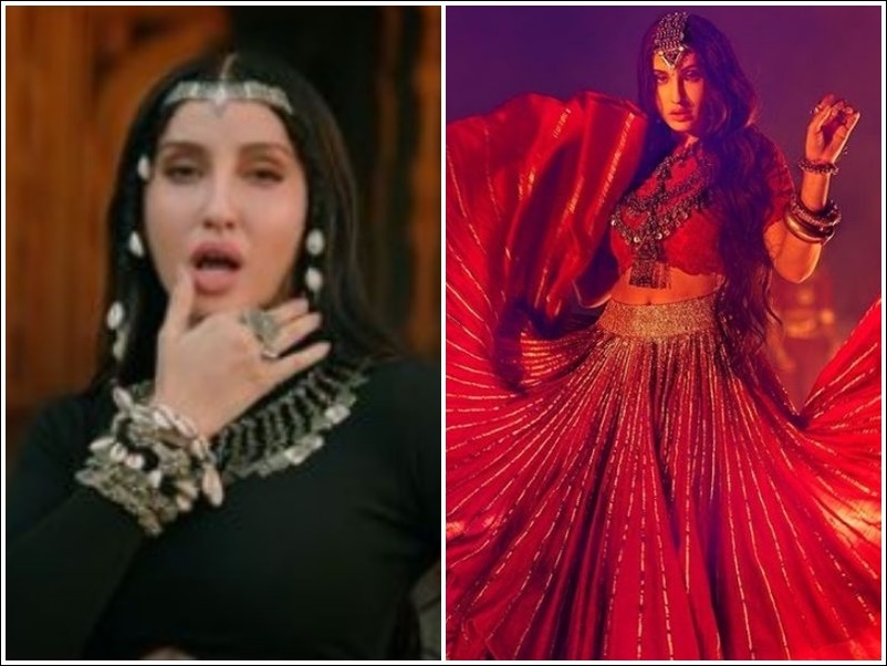 Janhvi Kapoor's red Manish Malhotra lehenga from 'Panghat' song is apt for  a sangeet | VOGUE India