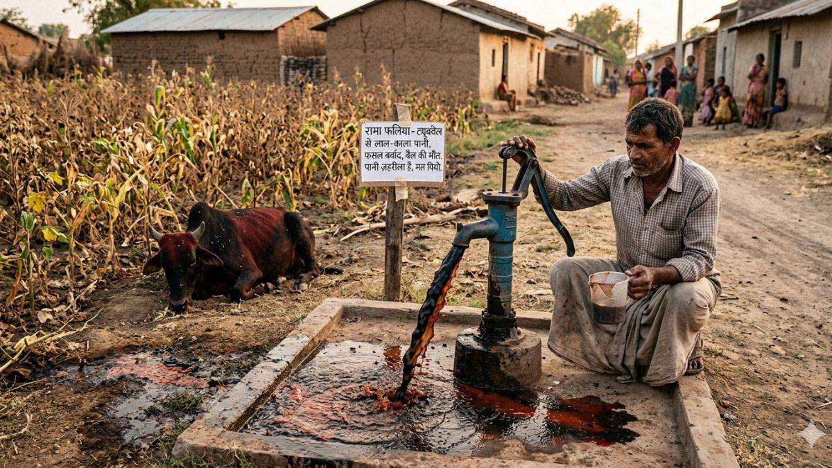 फसल बर्बाद, बैल की मौत... रामा फलिया में ट्यूबवेल से निकल रहा लाल-काला पानी, बड़वानी का मामला