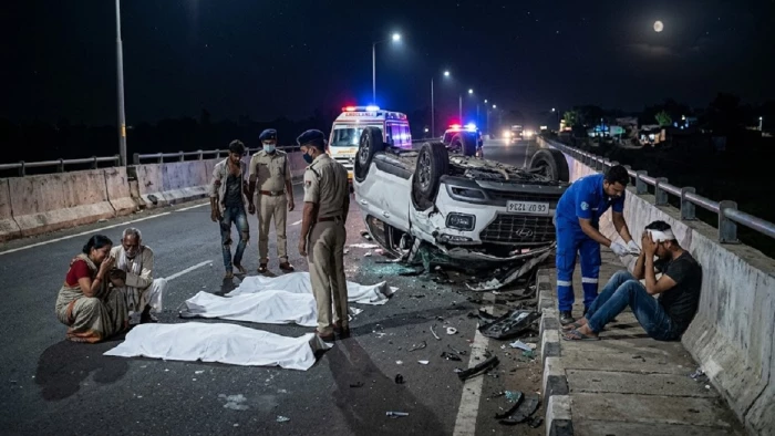 राजनांदगांव के टेडेसरा पुल पर दीवार से टकराई तेज रफ्तार कार, बर्थ डे पार्टी मनाने जा रहे तीन युवकों की मौत