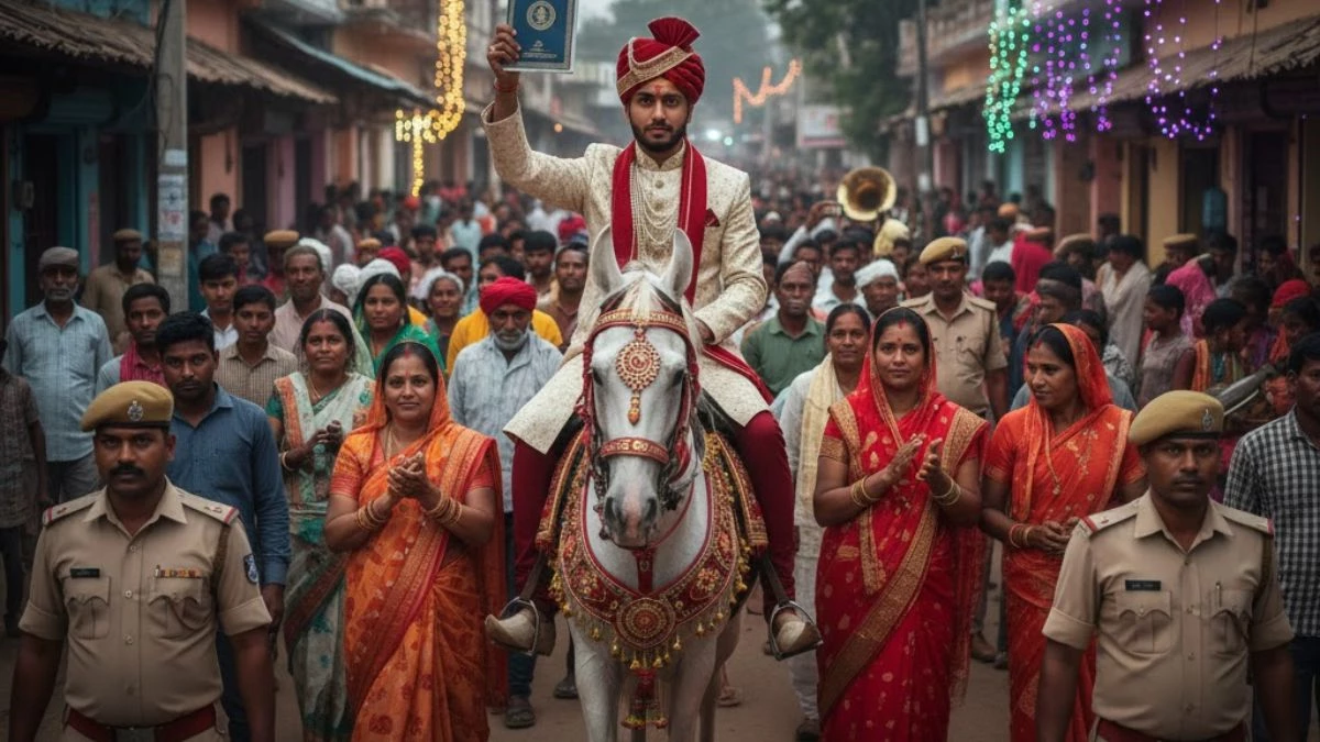 दमोह में इतिहास रचा... आजादी के 78 साल बाद घोड़े पर निकला दलित दूल्हा, हाथ में थामी संविधान की किताब