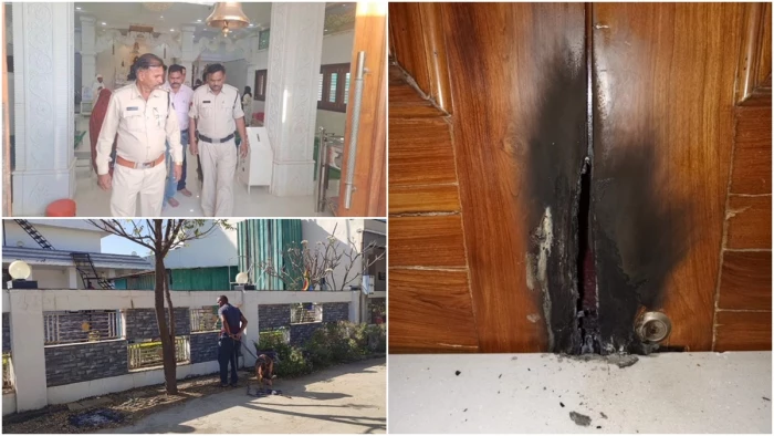 खंडवा के जैन मंदिर में चोरी की कोशिश, दरवाजा नहीं खुला तो बदमाशों ने उसमें लगा दी आग
