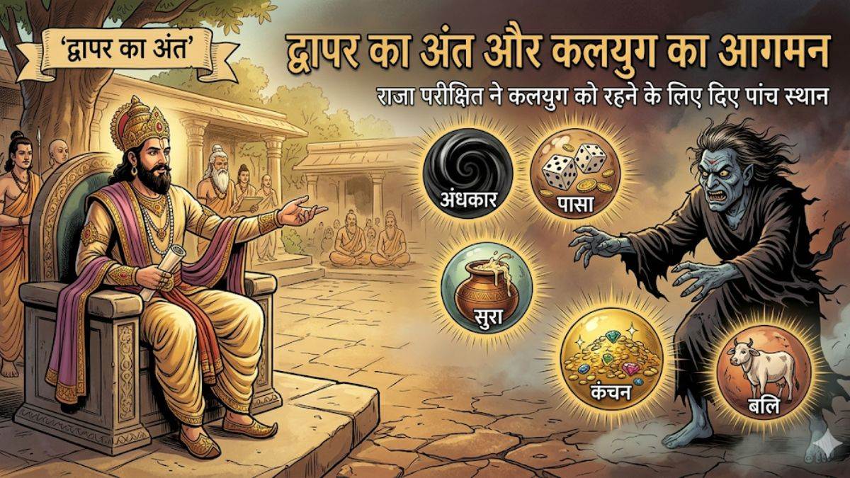 राजा परीक्षित ने कलयुग को रहने के लिए दिए पांच स्थान फिर शुरू हुआ द्वापर का अंत और कलयुग का आगमन
