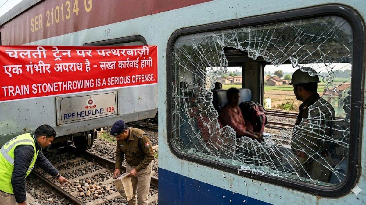 दोस्त से निशानेबाजी की शर्त लगाकर ज्ञानेश्वरी एक्सप्रेस पर फेंके पत्थर, ट्रेन का टूटा शीशा; RPF ने लिया कड़ा एक्शन