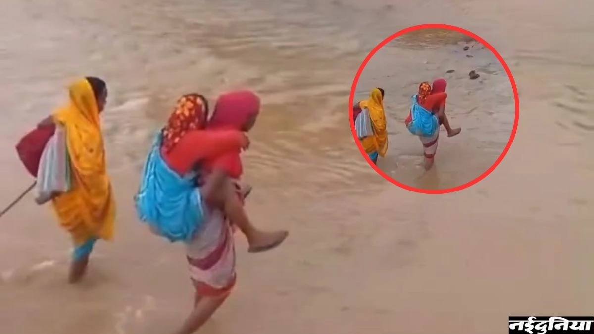 'बारिश में बह गया विकास'...एक साल से बेखबर प्रशासन, प्रसूता को पीठ पर लाद कर डेढ़ किमी पैदल चली स्वास्थ्य कर्मी