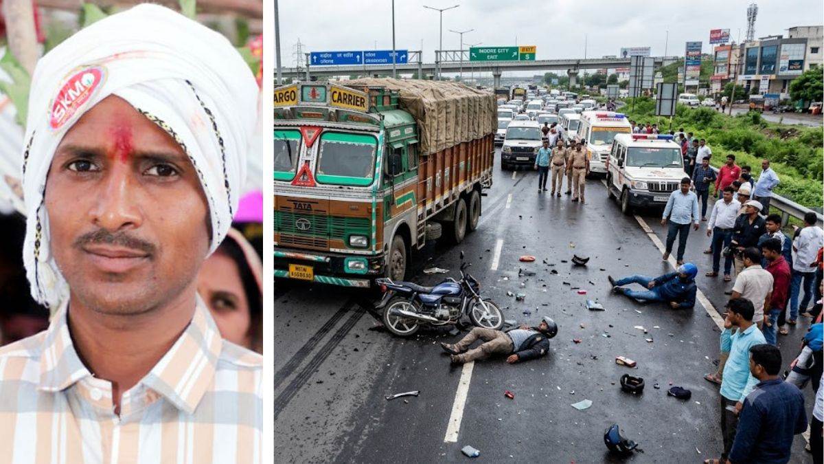 धार में ट्रॉले की चपेट में आने से दर्दनाक हादसा : बाइक सवार पिता की मौत, बेटे के सामने ही टायर के नीचे आया सिर