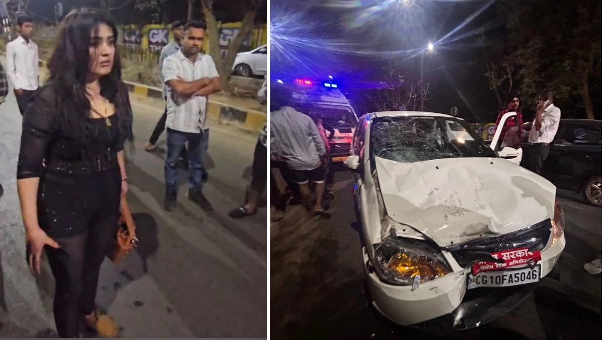 रशियन युवती ने आधी रात बीच सड़क किया हंगामा, नशे में धुत होकर चला रही थी कार, स्कूटी को मारी टक्कर… रायपुर का मामला