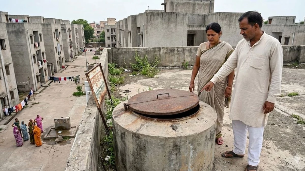 PM आवास सोसाइटी में पानी की टंकी से मिली मरी हुई छिपकली, दूषित पानी से 1300 घरों के लोगों की खतरे में जान