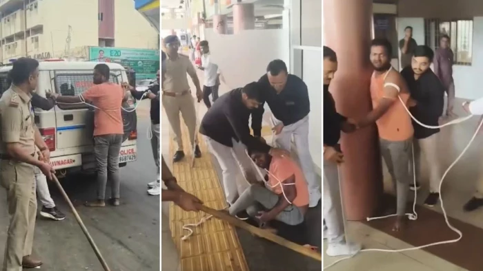 पुलिस ने जीप से बांधा, फिर बरसाईं दनादन लाठियां; गुजरात में लिव-इन पार्टनर हत्याकांड के आरोपी फैजल की पिटाई का वीडियो वायरल