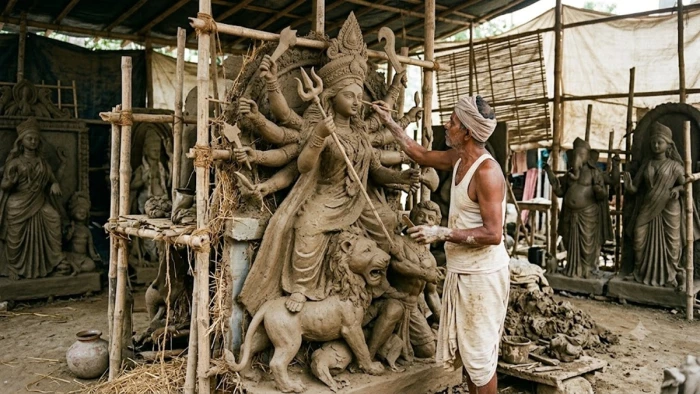 Navratri 2026: चेहरे और आंखों में उतरते हैं मां के भाव, मिट्टी से आकार ले रहीं मां दुर्गा की भव्य प्रतिमाएं