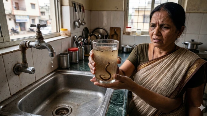 भोपाल में नल से निकला मरा हुआ केंचुआ, पानी की शुद्धता पर उठे सवाल;  नगर निगम के स्वच्छता दावों की खुली पोल