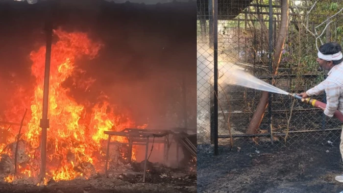 ग्वालियर व्यापार मेले के चंद्रशेखर गार्डन में भीषण आग, स्टोर जलकर खाक; तीन फायर ब्रिगेड ने पाया काबू