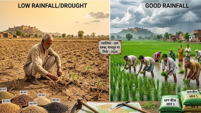 ग्वालियर में मानसून तय करेगा धान का रकबा, कम वर्षा हुई तो बढ़ेंगी दलहनी फसलें