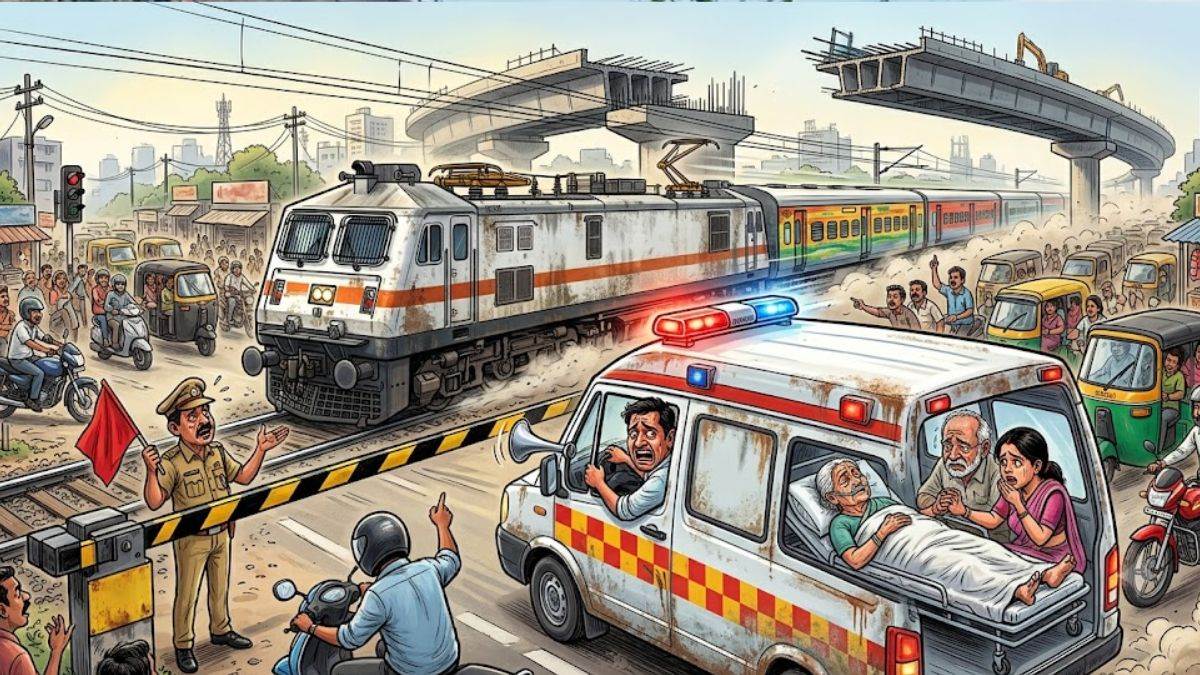 बैतूल रेलवे फाटक पर रुकी एम्बुलेंस, अस्पताल पहुंचने से पहले मरीज की मौत; ओवरब्रिज की मांग फिर तेज