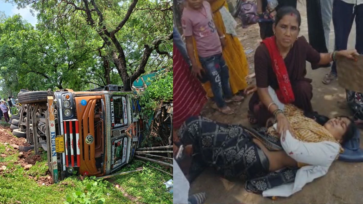 स्कूटी के अचानक मुड़ने से पलटा ट्रक... ड्राइवर की सूझबूझ से महिला अधिकारी की बाल-बाल बची जान
