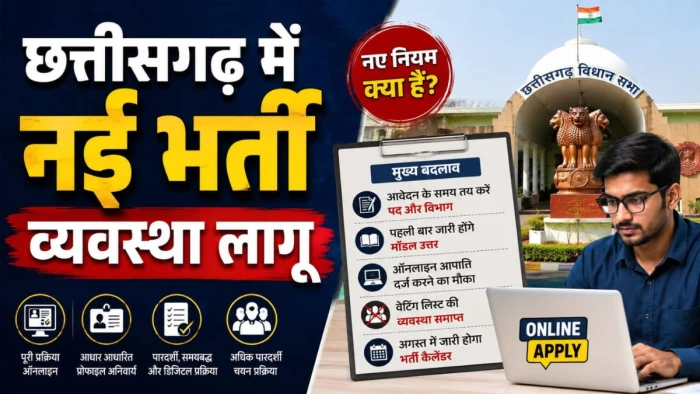 छत्तीसगढ़ सरकारी भर्ती नियमों में बड़ा बदलाव, आवेदन के बाद नहीं बदल सकेंगे पद और विभाग की प्राथमिकता; मेरिट के बाद सीधे भर्ती