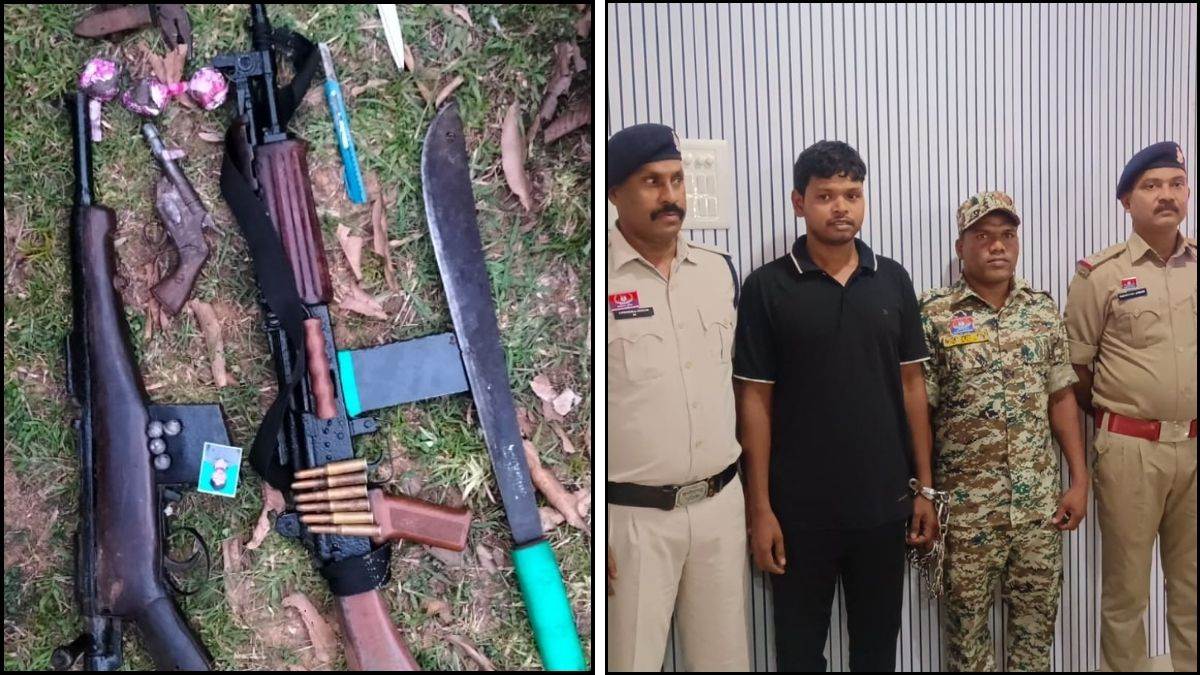 मुंबई से गिरफ्तार हुआ फरार पूर्व नक्सली, एक इंसास राइफल, कारतूस और तलवार जब्त