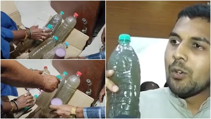 इंदौर में जनसुनवाई में अधिकारियों को गिफ्ट की गंदे पानी की बॉटल, कांग्रेस पार्षद बोले- दूसरा भागीरथपुरा नहीं बनने देंगे