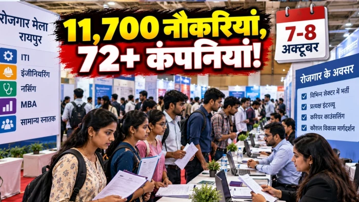 आज रायपुर रोजगार मेला में 11,700 पदों पर भर्तियों के लिए आएंगी 72 से ज्यादा कंपनियां