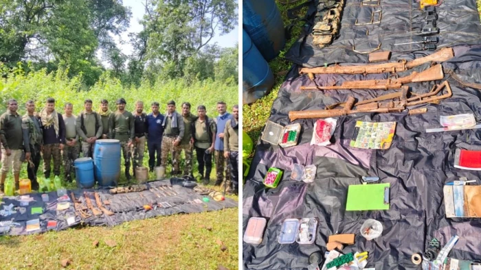 महाराष्ट्र-छत्तीसगढ़ सीमा से लगे कोपर्शी जंगल में जमीन के नीचे छिपा रखा था हथियारों का जखीरा, पुलिस ने खोदकर निकाला