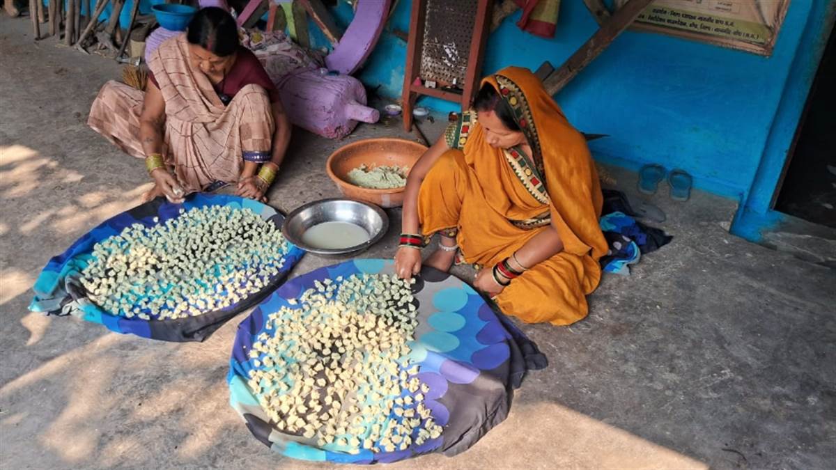 Janjgir-champa Information : बिहान समूह की महिलाएं बना रहीं नीम फूल की बड़ी
