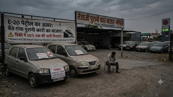 भोपाल में E-20 पेट्रोल वाले हल्ले में बैठ गया पुरानी कारों का बाजार, 50% तक गिर गई बिक्री, अब स्क्रैप का खतरा