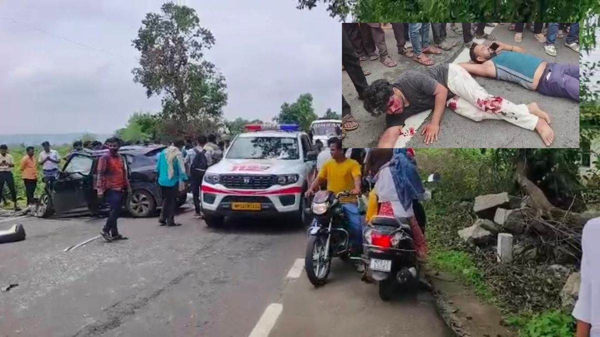 मंडला में नेशनल हाईवे-30 पर ट्रक और कार की भीषण टक्कर, एयरबैग खुलने से चार युवकों की बची जान