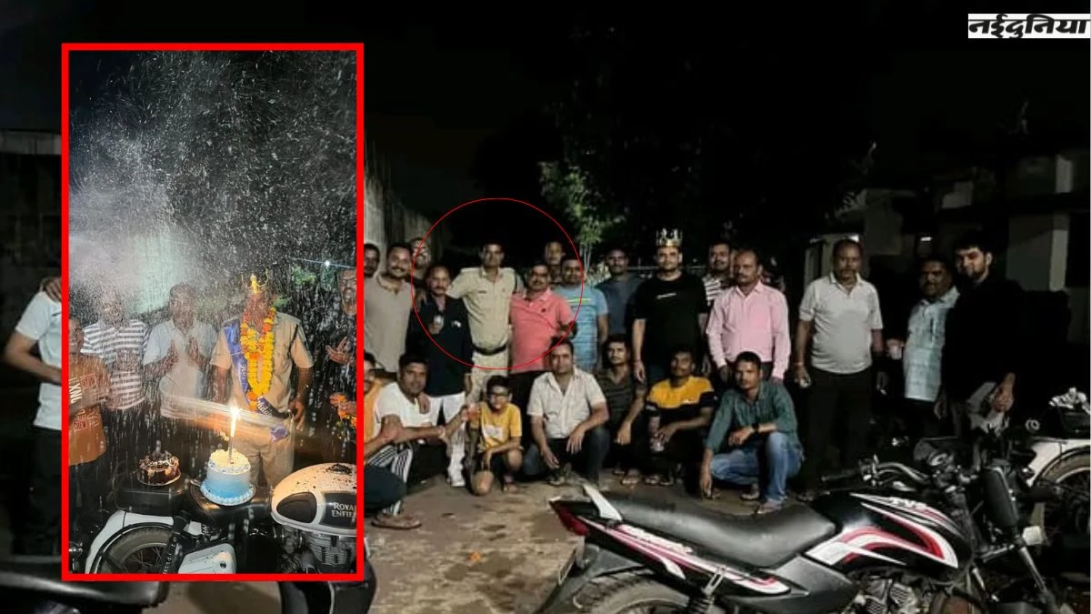 जेल प्रहरी की दबंगई: वर्दी में मनाया जन्मदिन, पार्टी में शराब के साथ शामिल हुए शातिर अपराधी