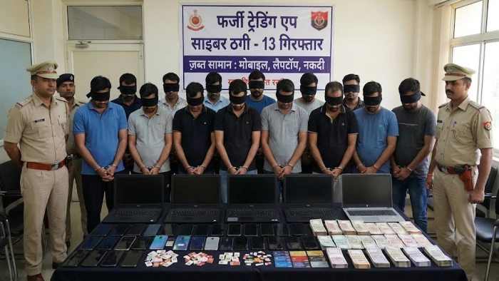 फर्जी ट्रेडिंग एप से शेयर बाजार में मोटे मुनाफे का झांसा, इंदौर में 13 साइबर ठग गिरफ्तार