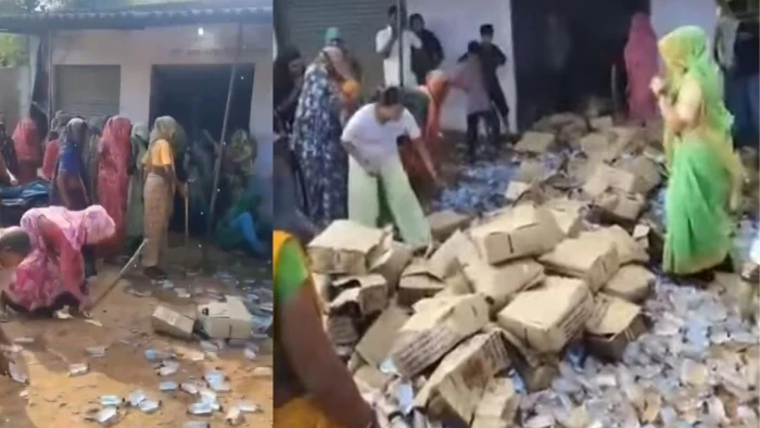 शिवपुरी में शराब के खिलाफ उग्र हुईं महिलाएं... ठेके में तोड़फोड़ कर बोतलों में लगाई आग, कर्मचारी भागे
