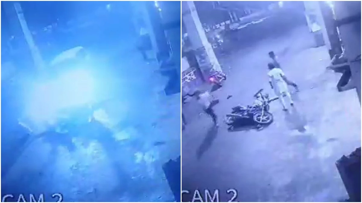 नरसिंहपुर में ड्यूटी से लौट रहे एएसआई को कार ने मारी टक्कर, CCTV में कैद हुआ हादसे का वीडियो