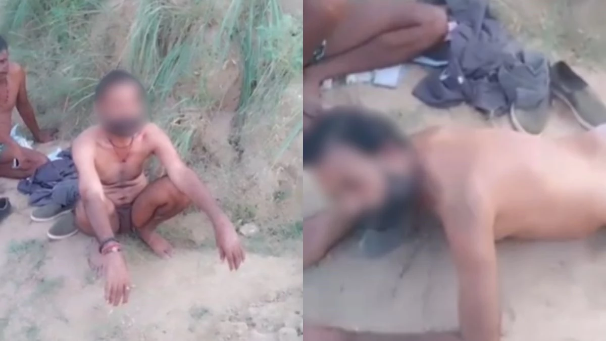 ग्वालियर में दो लोगों को जमीन पर निर्वस्त्र कर उल्टा लिटाया, बेल्ट से बेरहमी से पीटा, पूछा- अब बता गुंडा कौन है?