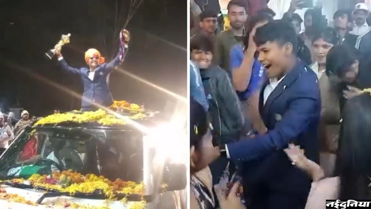 World Champion क्रांति का ढोल-नगाड़ों और आतिशबाजी से स्वागत, सबसे पहले जहां खेला था क्रिकेट; वहां माथा टेककर चूम ली माटी